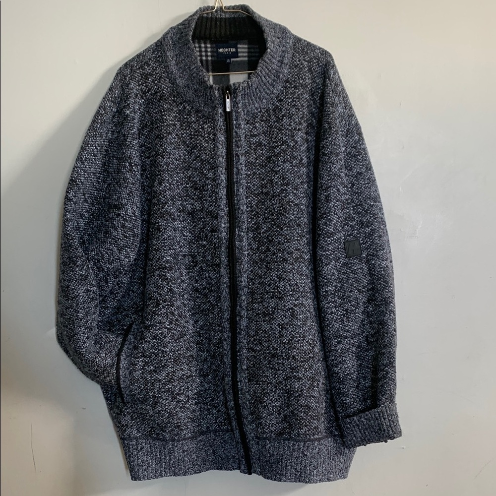 Hechter paris Gray Zip Up Sweater with Relaxed Fit